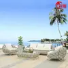 Sofá Tejido de Ratán Nórdico para Exteriores, Sofá de Ocio para Exteriores, Balcón, Protección Impermeable contra el Sol, Muebles de Jardín y Terraza Individuales y Dobles