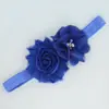 Venta caliente Diadema para bebé europea y americana borde crudo shabby cosida a mano Combinación de flor de gasa con perlas y pedrería Diadema para el cabello infantil