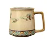 Taza Cultural y Creativa Dunhuang Dream Quest con Separador de Té y Agua, Tapa y Posavasos, Taza de Café, Regalo Empresarial al por Mayor