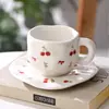 Venta al por mayor desde la fábrica de origen, Juego de regalo transfronterizo para taza de café y platillo, Par de taza y platillo de nube, Taza de cerámica para té de la tarde con leche