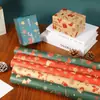 Papel de Embrulho Kraft Papel de Embrulho Papai Noel Meia de Natal Padrão de Alce Buquê de Maçãs Flores Presente Papel de Embrulho para Presente