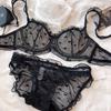 Alta qualidade cross-border francês amor renda roupa interior macio anel de aço sexy quente menina pura quer reunir seios grandes mostrar pequeno sutiã