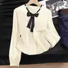 Suéter de punto nuevo para mujer estilo coreano otoño 2026, moderno y elegante, corte holgado, adelgazante, hombro normal, top corto