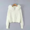 Suéter cárdigan con cremallera y cuello de piel sintética para mujer, europeo y americano, popular en AliExpress, versátil y moderno