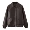 Chaqueta de béisbol retro americana de venta caliente otoño e invierno de fábrica de origen transfronterizo, chaqueta casual holgada de cuero PU