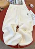 Pantalones de Chándal Holgados con Bordado de Letras Estilo Americano Otoño 2026 para Mujer, Pantalones Deportivos Casuales de Corte Amplio con Efecto Caído