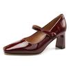 Zapatos Negros de Tacón Alto con Tacón Grueso, Zapatos de Trabajo con Hebilla Mágica, Zapatos Mary Jane de Correa Única, Zapatos de Punta Cuadrada de Una Sola Correa, Tacones Altos Cómodos que No Cansan los Pies