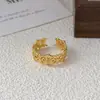 Anillo Abierto Geométrico Vintage Medieval Personalizado con Micro-Adornos Moda Retro para Mujer Diseño de Nicho de Alta Gama