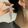 Elegantes Elegantes Pendientes Largos de Espiga de Trigo Incrustados de Diamantes de Plata Moda Lujo Accesible Diseño de Nicho de Gama Alta Pendientes para Mujer