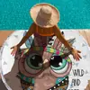 Toalla de Playa de Microfibra Grande Transfronteriza, Esterilla de Playa Redonda Estampada con Borlas, Toalla de Baño de Secado Rápido, Toalla Personalizada