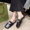 Medias Pantuflas de Punta Abierta para Mujer, Sandalias Planas Suaves de Estilo Francés para la Noche, Zapatos Mula Modelo Nuevo Verano 2026