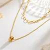 Colar feminino com design único, colar elegante de camada dupla estilo coreano, corrente delicada para clavícula minimalista, novo colar gargantilha