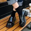 Zapatos de Mujer de Punta Redonda con Suela Gruesa 2026 Nuevos Zapatos de Cuero Estilo Universitario Negros Mocasines Británicos Versátiles Zapatos para Uniforme Jk