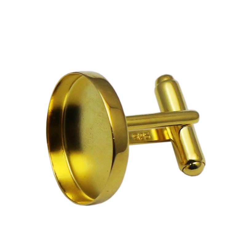 雅缤 高档纯银袖扣托 入20mm袖口钮托 男士 diy活动脚袖扣YB33624