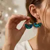 Novos Brincos de Gancho Geométricos com Gradiente em Forma de Leque para Mulheres, Estilo de Luxo Leve Nicho de Alta Qualidade, Brincos de Estilo Chinês, Acessórios de Orelha Exagerados Estilo Retro de Hong Kong
