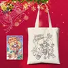 Bolsa de Lona para Colorir de Natal Infantil DIY Pintada à Mão Bolsa de Lona de Mão Conjunto Bolsa de Algodão de Ombro Único Logo Impresso