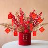 Balde de Flanela Acabado Balde de Flores de Ano Novo Balde Abraço Bolsa de Material Enfeites de Flores Artificiais Frutas Vermelhas Frutas da Fortuna Decoração de Sala