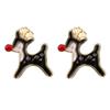 Pendientes de Reno Navideño AliExpress Pendientes Pequeños de Reno Aleación Goteo de Aceite Reno Dulce Distintivos Pendientes Europeos y Americanos