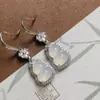Atacado Prata 925 Banhada com Calcedônia Natural Branco Gelo Brilhante Brincos Calcedônia Verde Esmeralda Ágata Jade Brincos de Luxo