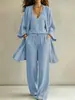 Conjunto casual de tres piezas estilo europeo y americano para mujer en eBay: cárdigan holgado + chaleco interior + pantalones anchos fluidos