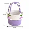 Cesta de Picnic de Cuerda de Algodón con Asas, Cesta Floral Tejida a Mano para Frutas, Bocadillos y Picnic al Aire Libre
