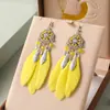 Pendientes de Pluma de Hoja de Loto Multicapa Estilo Étnico Aleación Casual Pendientes de Yunnan Venta al por Mayor Pendientes de Joyería Étnica Creativa