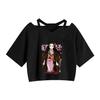 Xia Xin Demon Slayer Fantasma Lâmina Extintor Animação Em Torno Da Camiseta Feminina De Manga Curta Do Umbigo Solto Mulheres