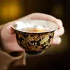 Fabricante Caneca de Chá de Prata Banhada a Ouro 999, Caneca Mestra Magnólia Ramo Dourado, Caneca de Chá Pessoal, Xícara de Degustação, Pires de Chá, Conjunto de Chá Kung Fu