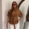 Comercio exterior transfronterizo estilo europeo y americano ropa de mujer ZA AliExpress superventas versátil corta con cordones gamuza suelta chaqueta