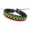 Pulseira Jamaicana com Cores Contrastantes, Estilo Étnico, Pulseira Trançada Ajustável, Popular Online, Bestseller Transfronteiriço, Fio Color-Blocking Dopamina