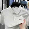 Nueva camisa de manga corta de seda helada para hombre de verano, transpirable, corte holgado, cuello de solapa, camisa de moda business casual, ligera