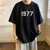 Camiseta masculina de manga curta com estampa de letras, estilo Hong Kong, moderna, combinando com tudo, camiseta plus size, roupas masculinas