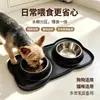 Tigela dupla de silicone para pet, tigela de aço inoxidável para ração de cachorro, tigela de alimentação lenta, tapete de alimentação para pet anti-derrapante e anti-vazamento dois em um