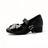 Zapatos Mary Jane de tacón alto, punta cuadrada, retro, de cuero suave, cómodos, con una sola tira, adecuados para ir al trabajo, zapatos de tacón grueso estilo francés poco profundos
