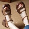 Sandalias romanas blancas con plataforma y punta abierta para mujer, zapatos de verano a la moda que combinan con todo, informales, con tacón alto y aumento de altura.