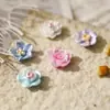 Joyería para Arte de Uñas Camelia Perlada Estilo Chino Pintura de Perla Rosa Pétalos de Cinco Colores Flor de Loto Hadas Brotes de Resina