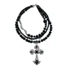 Colar de Pérolas Multicamadas Transfronteiriço Feminino Estilo Punk de Nicho Corrente para Clavícula Acessórios de Colar Versáteis Moda Europeia e Americana