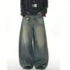 Calça Jeans Masculina de Corte Amplo e Solto - Estilo High Street, Caimento Relaxado, Para Todas as Estações, Cinto Não Incluído