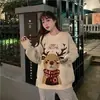Suéter Rojo de Reno Navideño para Mujer 2026 Otoño Invierno Ropa Exterior Estilo Holgado Perezoso Versión Coreana Tejidos Ropa de Mujer