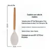 Cabo de madeira branco silicone 5 peças espátula colher colher de sopa pá de cozinha doméstica panela antiaderente suplemento alimentar terno de utensílios de cozinha