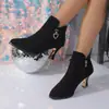 Nueva Colección Primavera/Verano 2026: Botines Elegantes y Casuales de Punta Fina con Tacón Grueso, Botas de Tacón Alto con Cremallera Lateral, Tallas Grandes de Grado de Exportación