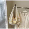 Bolso de Mano Tejido Simple Estilo Coreano Literario para Mujer 2025 Verano Nuevo Retro Hueco con Letra Bolso de Hombro para Axila