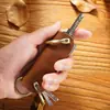 Estuche Creativo para Llaves de Cuero de Flor Entera, Bolso Hecho a Mano para Guardar Llaves, Estuche de Cuero Genuino para Llaves de Coche, Venta Directa del Fabricante, Tendencia Nacional