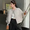 Jaqueta Curta Matelassada Gola Redonda Estilo Coreano Feminina 2026 Outono/Inverno Solta Versátil Petite Casual Jaqueta de Algodão Roupas de Algodão