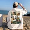 T-shirt branca marca de moda masculina verão americano high street bottoming shirt manga curta roupas masculinas hiphop meia manga t-shirt