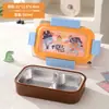 Nueva Caja de Almuerzo de Dibujos Animados Linda con Compartimentos, Caja de Almuerzo para Estudiantes y Niños, Caja de Almuerzo para Cafetería con Cubiertos, Caja de Frutas, Caja Bento