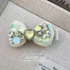 Horquilla de nicho con forma de gato Kt con diamantes, lazo de diamantes de imitación para niña, pinza para el pelo con borde roto, horquilla brillante, accesorio para el cabello para mujer
