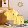Conjunto Suit Feminino Manga Curta Estilo Coreano 2026 Novo Estilo Casual Menino Verão Carta no Peito Conjunto de Duas Peças Manga Curta Tendência