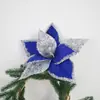 Decoraciones para Árbol de Navidad 33cm Flores Navideñas de Terciopelo Arreglo Floral para Centro Comercial Fiesta Decoración Navideña Flores Artificiales con Lentejuelas