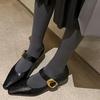 2026 Nuevo Estilo Zapatos de Salón Individuales para Mujer con Punta Cuadrada Francesa y Tacón Grueso con Correa Única Zapatos Mary Jane de Cuña para Mujer
